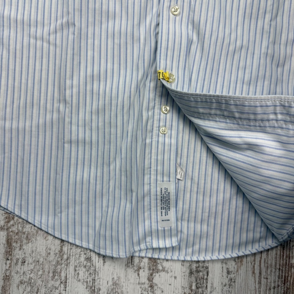 Brooks Brothers Regent Non-Iron Shirt 16-34 Blue White Stripe Supima Cotton - Picture 6 of 10